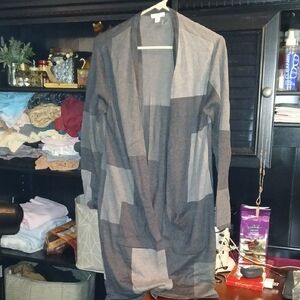 J. Jill Gray and Black Colorblock Cardigan